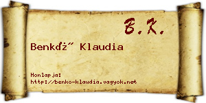 Benkő Klaudia névjegykártya
